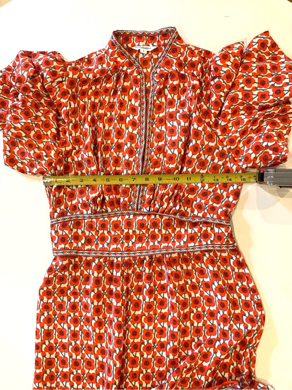 Max Studio Puff Sleeve Tiered Maxi Dress Poppy Floral Print Size Small - Picture 15 of 15